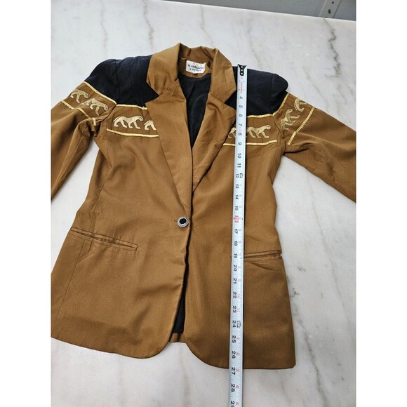 Vintage Rare 90s Stephanie Queller Mustard Brown Jacket, Size 4, Made In USA - Picture 4 of 9